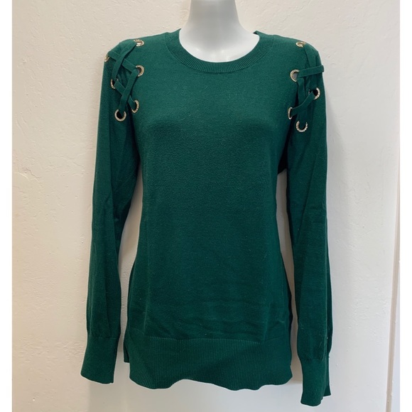 Michael Kors Green Lace Up Sweater - Picture 2 of 7